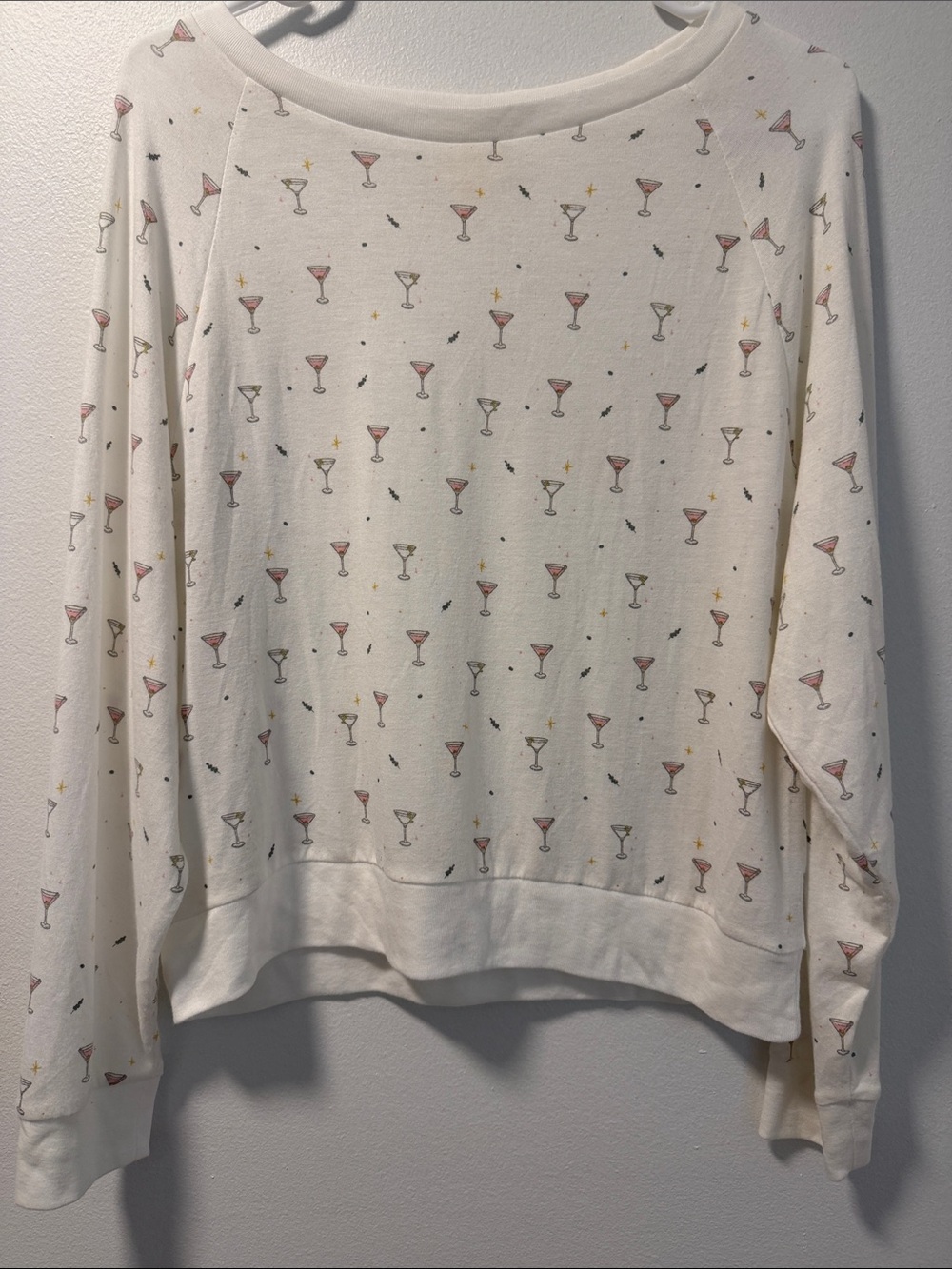 isla Cream Cocktail Print Women's Sweatshirt SZ M